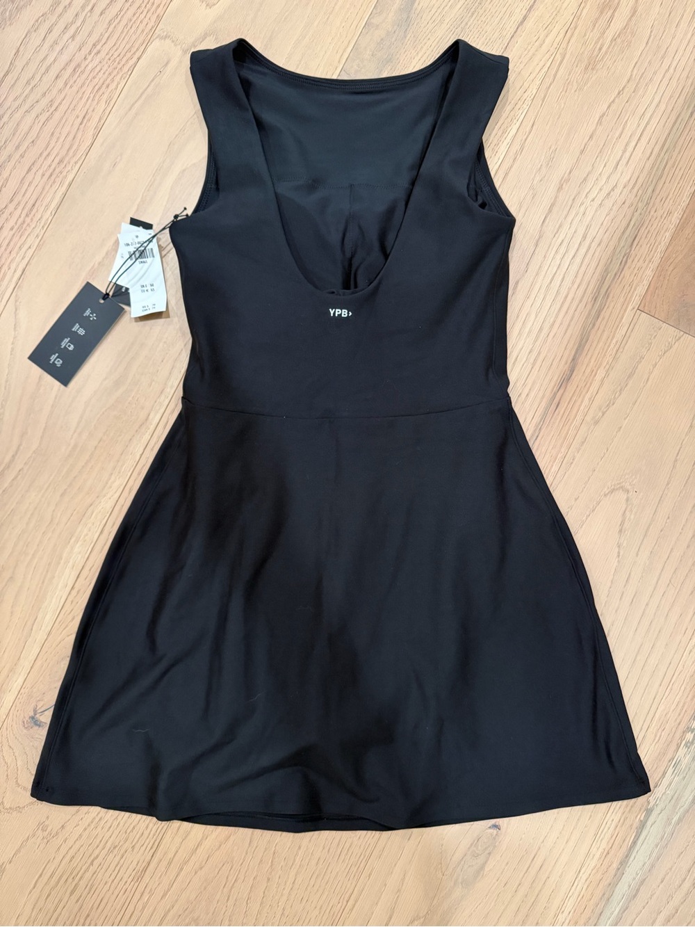 YPB Activewear Black Sleeveless Mini Dress with Scoop Neck
